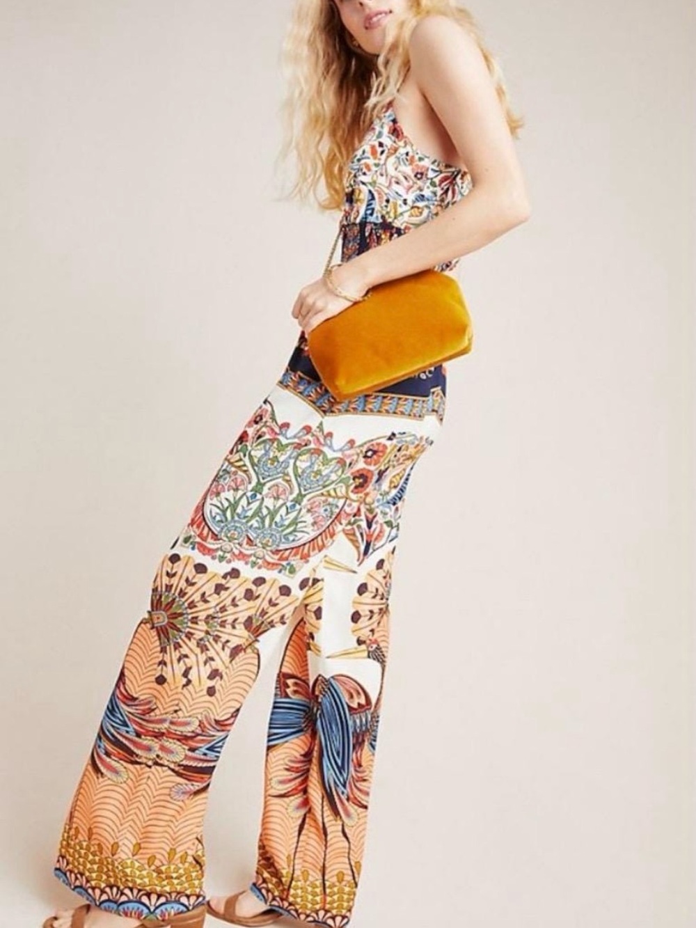 FARM Rio Multicolor Boho Floral Wide-Leg Jumpsuit